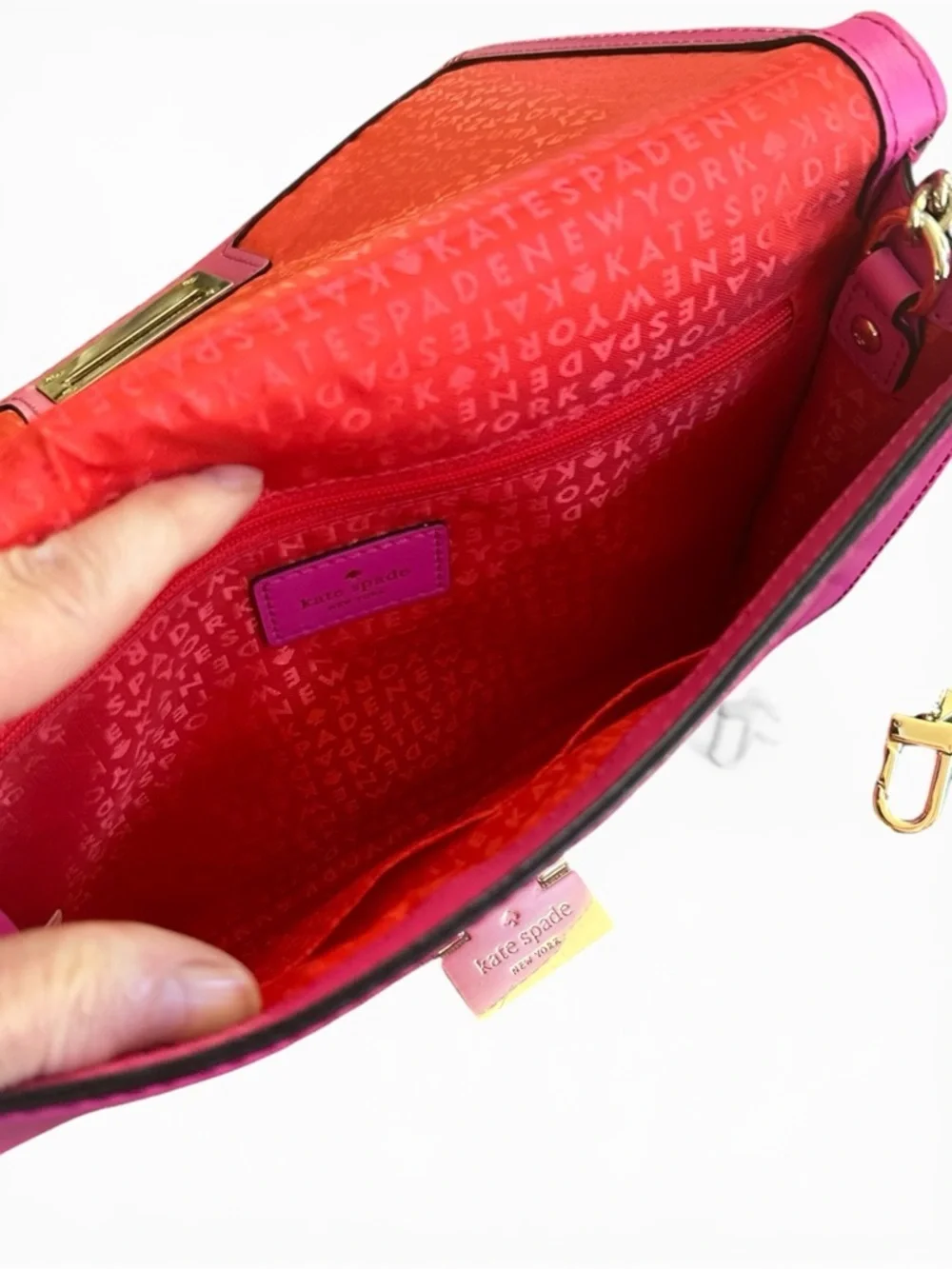 Kate Spade Hot Pink Saffiano WOC Wallet On Chain Crossbody Bag